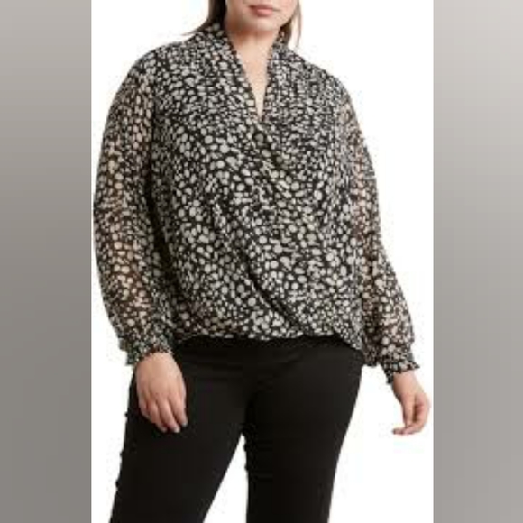 Pleione Print Sheer Blouse NWOT - Picture 2 of 4